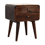 English Elm Solid Wood Curved Dark Walnut Bedside