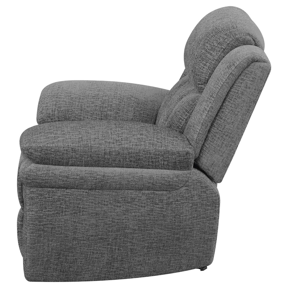 English Elm Pannen Charcoal Upholstered Power Glider Recliner with Pocket Coil Support, Space-Saving Design and Smooth Electric Recline B062P328626