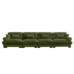 English Elm Super Comfort Modular Velvet Sectional Sofa With Movable Ottoman - Luxurious Olive Green Cloud Couch! W714S01110-GIGA