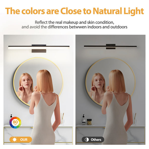 English Elm 32 LED 32 Inch Modern Bathroom Vanity Light Black Metal LED Wall Sconce 1170 Lumen 2700-6000K W2312P374929