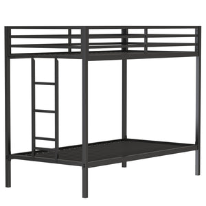English Elm Adam Twin Over Twin Bunk Bed Metal Black with Full Guardrails Ladder Easy Assemble Plastic End Caps Durable Frame B083P319019