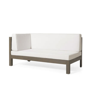 English Elm Brava Acacia Wood Outdoor Modular Sofa Set Mid-century Slatted Cross-back Patio Seating 57967-8-64489WHI-64496GRY