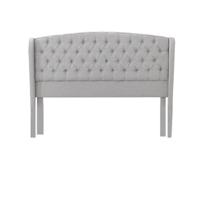 English Elm Queen Wingback Platform Bed Tufted Polyester Upholstery Solid Birch Legs Bedroom 60542.00LGY-K-FULL BED
