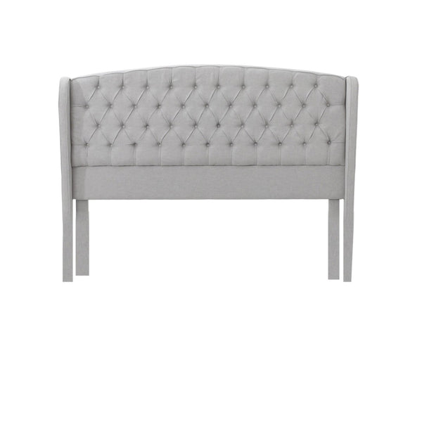 English Elm Queen Wingback Platform Bed Tufted Polyester Upholstery Solid Birch Legs Bedroom 60542.00LGY-K-FULL BED