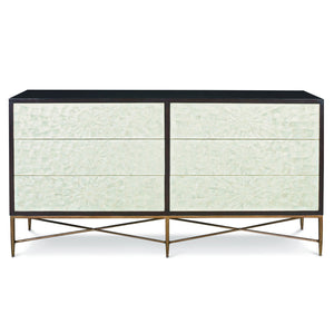 Bernhardt Bernhardt Adagio Dresser With Capiz Shell Fronts, Espresso Cherry Veneer & Bronze Steel Base Modern Elegance 353052