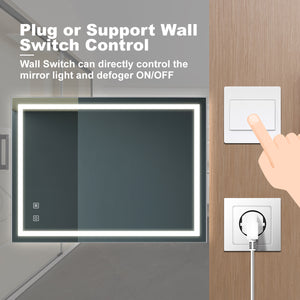 English Elm 32x24inch LED Vanity Mirror with Anti-Fog, Dimmable Touch & Wall Switch, CRI95, IP54, 3000-6000K W1992P210431