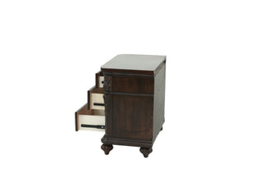 English Elm Traditional Antique Walnut Nightstand with 2 Drawers, Turned Legs, Cherry Veneer Finish, Curved Metal Pulls, 28x17x29" B011P210739
