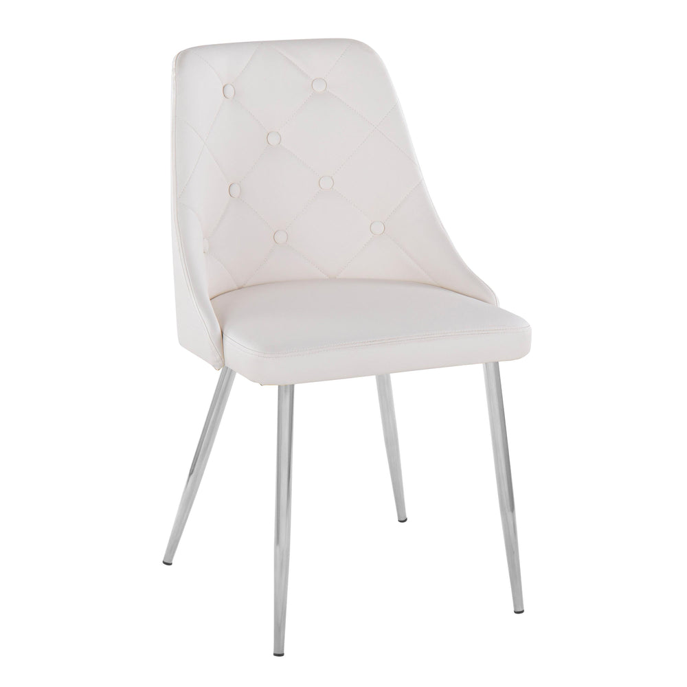 English Elm Marche Contemporary Dining Chairs Set Of 2 - White Faux Leather With Chrome Legs For Modern Spaces B202S01261