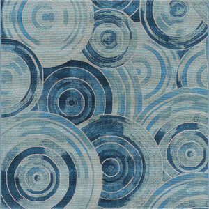 Unique Loom Outdoor Modern Rippling Machine Made Geometric Rug Light Blue, Navy Blue/Blue 5' 4" x 6' 1"
