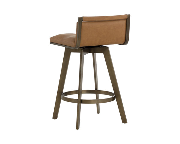 Sunpan ARIZONA Swivel Counter Stool - Art Deco Elegance in Milliken Cognac with 360° Comfort for Home & Bar 112207