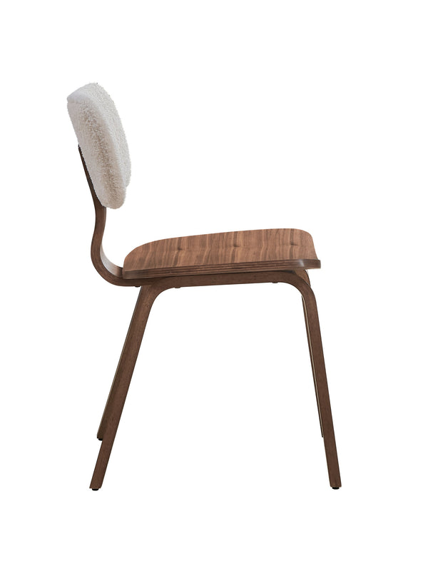 English Elm Casson Mid-Century Side Chair with Curved Wooden Legs, Minimalist Durable Synthetic Wood Seat Frame White+Walnut 43.7 L x 21.26 W x 5.71 H B2726P246298