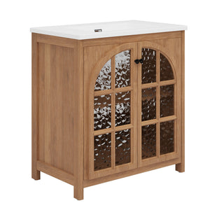 English Elm Christopher Knight Home® - 30 Inches Vintage Rustic Bathroom Vanity With Ceramic Sink, Soft-Closing Doors & Antique Bronze Pulls N817P299512N
