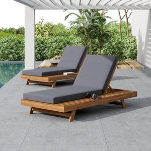 English Elm Christopher Knight Home® - Lounge Chaise Set - Durable Acacia Wood With Water-Resistant Cushions For Stylish Outdoor Comfort N770P253442T_65429.00CUSHDGRY