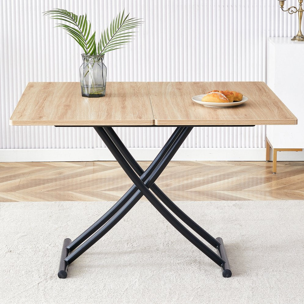 English Elm Modern Lift Top Multifunctional Table Mfc Surface Black Metal Legs Small Space Desk W1151P149702