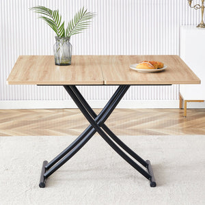 English Elm Modern Lift Top Multifunctional Table Mfc Surface Black Metal Legs Small Space Desk W1151P149702