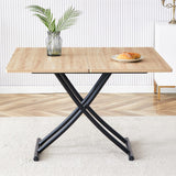 Adjustable Lift Table with Foldable Top, Black Metal Legs - 0.8