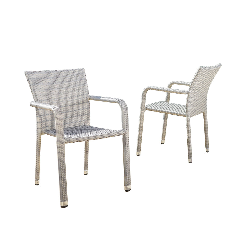 English Elm Christopher Knight Home® - Dover Grey Wicker Stacking Armchair Set Of 4 - Stylish, Weather-Resistant Outdoor Seating Solution N776P605564C