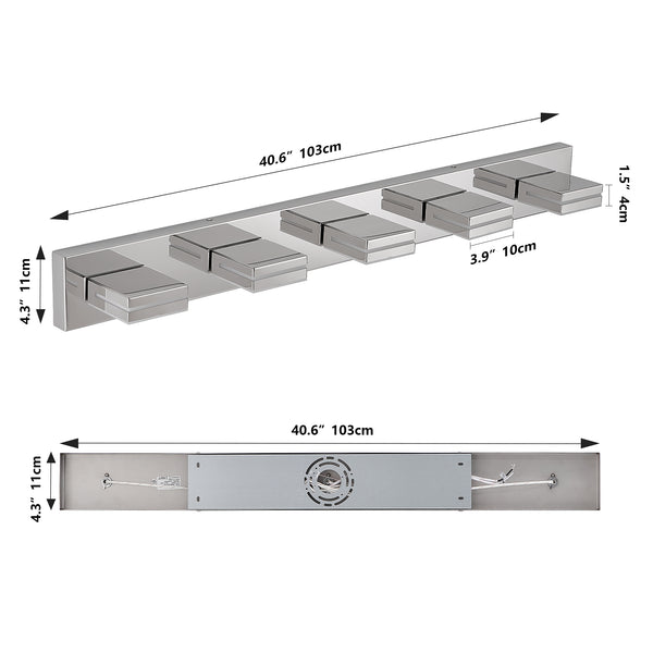 English Elm Modern Chrome Led Vanity Light - 5-Light Wall Sconce For Stylish Bathrooms & Mirrors, Easy Install, Energy Efficient W2312P374921