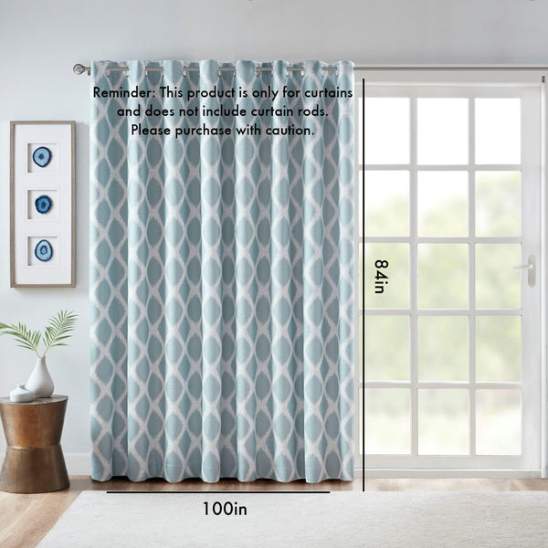 English Elm Printed SunSmart Blakesly Ikat Blackout Patio Panel with Energy-Saving FoamBack, Silver Grommets, 100x84" Aqua 3.54 L x 10.24 W x 12.2 H B03599826