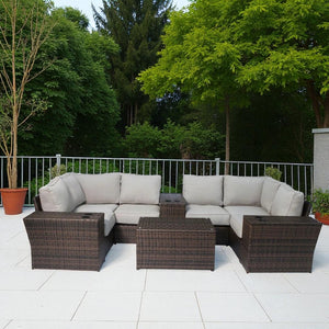 English Elm Pre-Assembled Patio Sofa Set For 4 – Stylish, Durable Seating With Cushions & Glass-Top Table B120S00228-GIGA