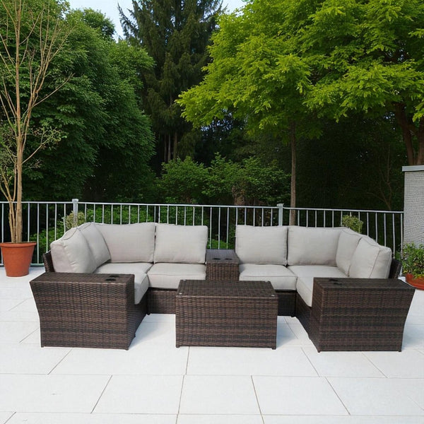 English Elm Pre-Assembled Patio Sofa Set For 4 – Stylish, Durable Seating With Cushions & Glass-Top Table B120S00228-GIGA