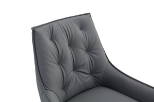 English Elm Dining Chairs Set Of 2, Stylish Dark Gray Faux Leather With Gold Accent, Perfect For Modern Spaces W3493P359767