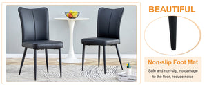 English Elm Table and Chair Set Modern Marble Glass Top with Black Metal Legs Pu Dining Chairs W1151S04659