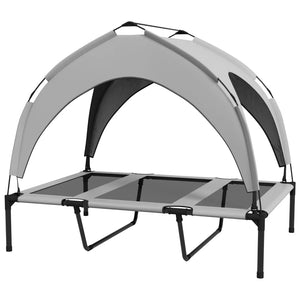 English Elm Raised Canopy Dog Bed Outdoor Elevated Mesh Frame with Uv Shield and Carry Bag T3971P455982