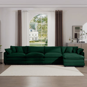 English Elm Corduroy 4-Seater Sofa With Footstool - Stylish Upholstered Comfort For Living Rooms & Offices W714S00821