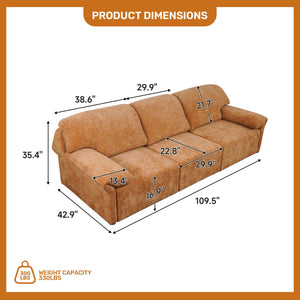 English Elm 3 Seats Power Recliner Sofa Convertible to Bed with Remote, Oversized 29" Seats, Plush Orange Polyester W3795S00003