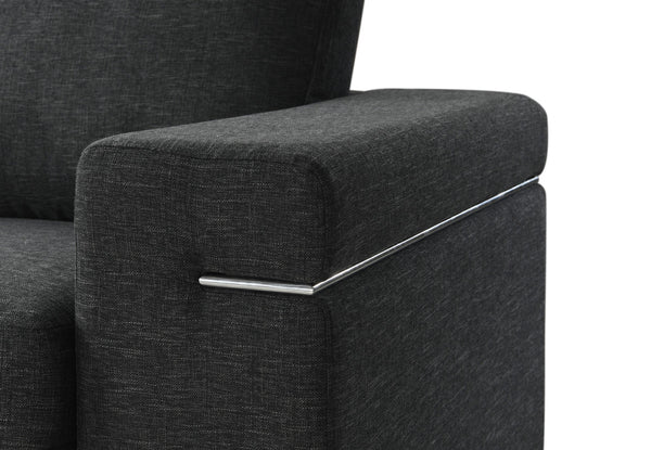 English Elm Giuliana Woven Fabric Accent Chair with Chrome Arms and Brushed Steel Legs B2749P413371