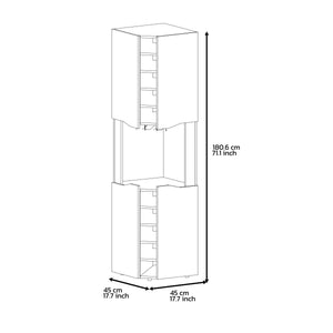 English Elm Corner Bar Cabinet with Ten Built-In Wine Slots, Cup Rack & Spacious Top Shelf for Entertaining Multicolor 48 L x 21 W x 3 H B097S00131