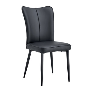 English Elm Modern Pu Leather Dining Chair Set of Six with Curved Back and Polished Metal Legs W1151P370776