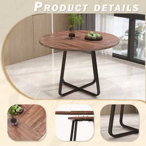English Elm 43.3" Round Mdf Wood Dining Table X Base Seats Six Modern Apartment Kitchen W1727P426753