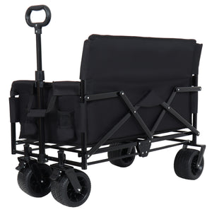 English Elm 3-in-1 Convertible Folding Utility Wagon with Bench Seat Carbon Steel Heavy Duty Black W2932P315006