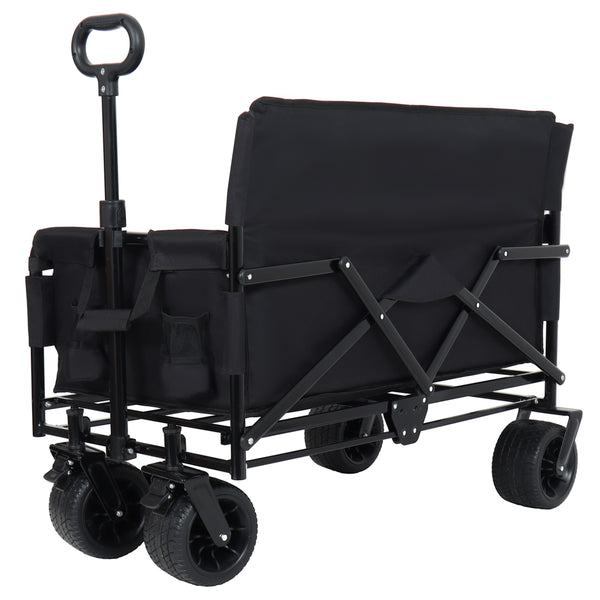 English Elm 3-in-1 Convertible Folding Utility Wagon with Bench Seat Carbon Steel Heavy Duty Black W2932P315006