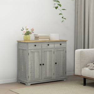 English Elm Homcom Versatile Sideboard With Solid Wood Top, Stylish Storage Cabinet For Dining & Entryway Use W2225P217372