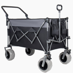 English Elm Multi-functional Folding Wagon with Canopy All Terrain Tires 480lb Steel Frame Outdoor Black+ Gray W2932P417663