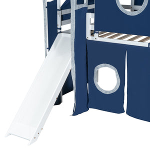 English Elm Twin Castle Loft Bed with Play Tower Pinewood Frame for Kids Bedroom Storybook LT000568AAC-1