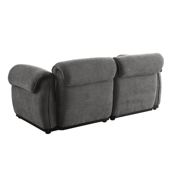 English Elm 102 Inch Linen Modular Sectional Sofa with Hidden Storage and Cloud Cushion Comfort Grey W1099S00204