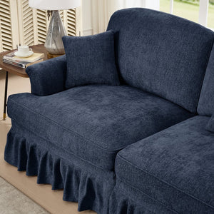 English Elm Classic U-Shape 4-Seater Modular Sectional Sofa In Soft Chenille With Ruffled Skirts & Spindle Legs W3041S00262