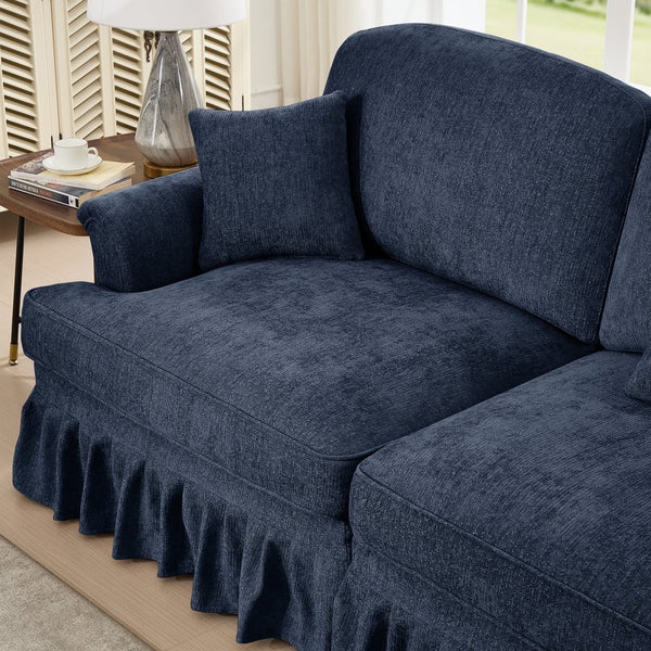 English Elm Classic U-Shape 4-Seater Modular Sectional Sofa In Soft Chenille With Ruffled Skirts & Spindle Legs W3041S00262