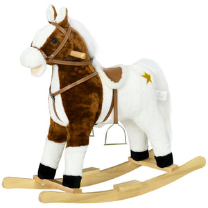 English Elm Qaba Plush Rocking Pony for Toddlers with Sound Effects and Padded Saddle Playroom Fun W2225P217696