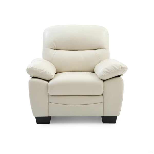 English Elm Marta PU Accent Chair with Pocket Coil Seating, Cozy Faux Leather, Removable Back for Easy Move Off White 15.9 L x 38.2 W x 32.9 H B078108379