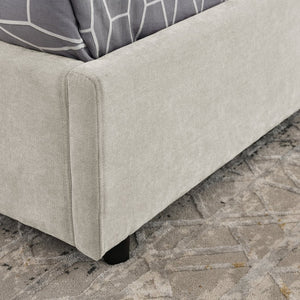 English Elm Queen Size Upholstered Hydraulic Platform Bed With Integrated Headboard & Hidden Storage, Beige W1413S00113-GIGA