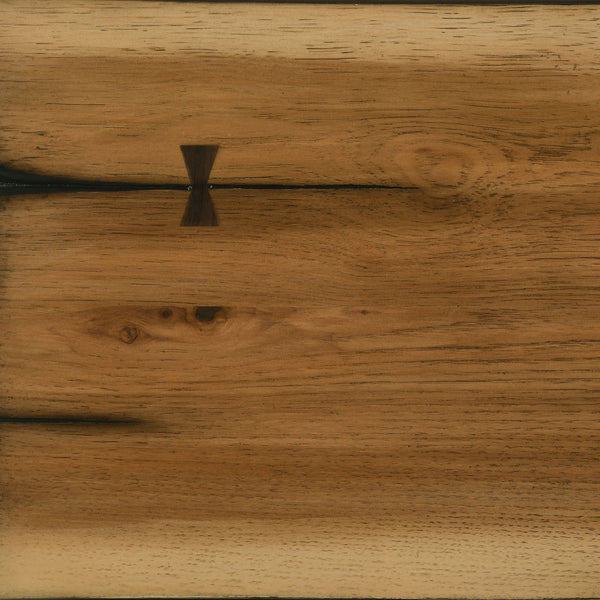 English Elm Jorvin Natural Honey Live Edge Dining Table with Smokey Black Base, Mahogany-Hickory Sturdy Design B062P350428