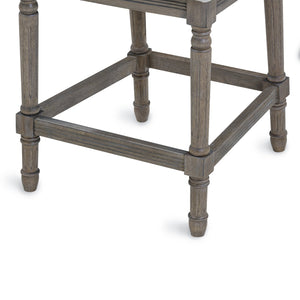 English Elm 31" Turned Leg Bar Stool Woven Polyester Seat and Back for Pub or Kitchen Use Gray B2751P436456
