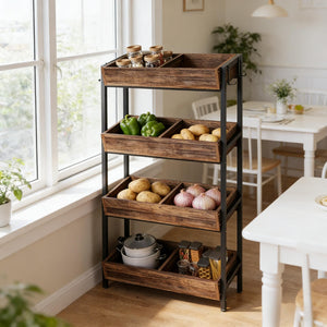English Elm Stable Four Tier Produce Organizer Rack with Eight Angled Bins for Pantry Storage T3971P450579