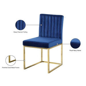 English Elm Contemporary Velvet Dining Chair Set of 2 in Blue with Plush Upholstery & Gold-Plated Legs, Stylish Comfort B011P361875