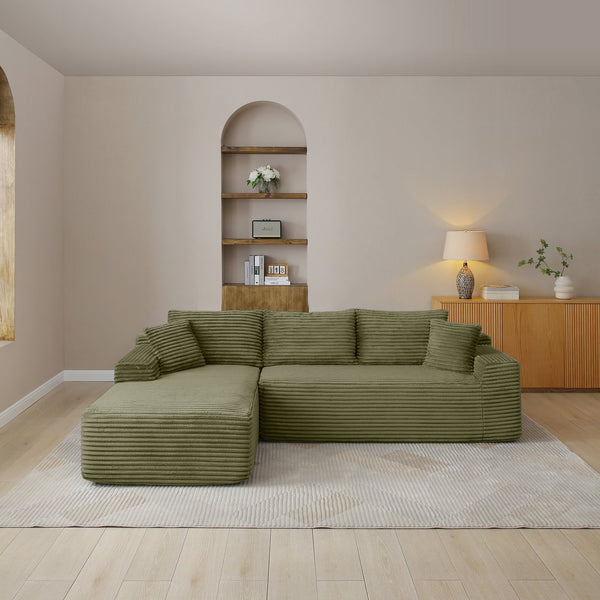 English Elm 105'' Modular Cloud Sectional with Deep Seat Corduroy Upholstery for Living Rooms W1117P377791